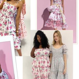 LoveShackFancy X Target collab maxi floral print ruffle smocked dress.